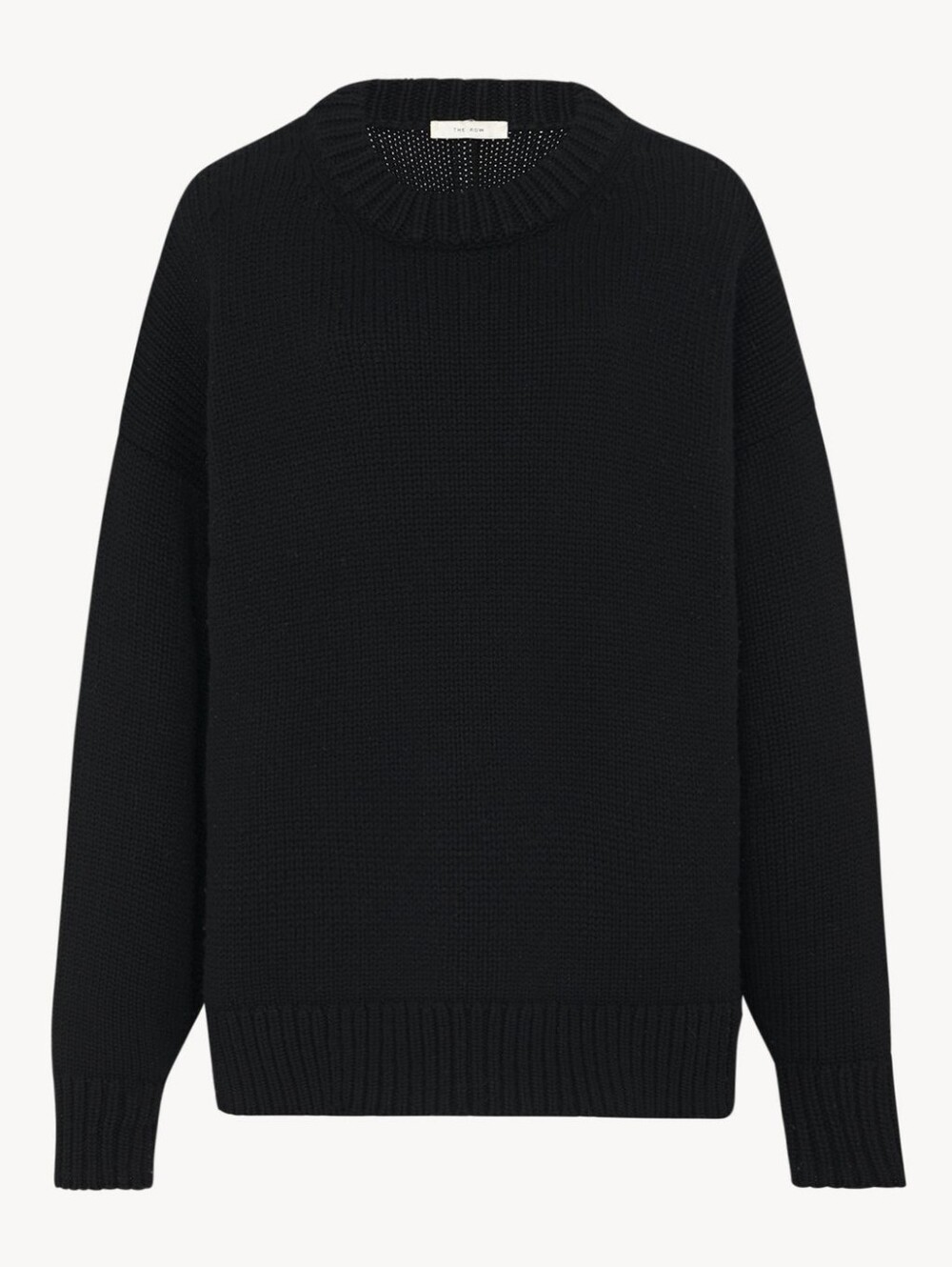 The Row Ophelia Oversized Wool Cashmere Crewneck Sweater Black Medium M NWT - Picture 4 of 7